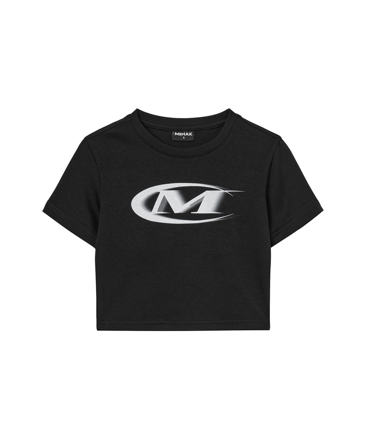 미학(MIHAK) 모션 빅 로고 크롭 티셔츠 (BLACK/WHITE)