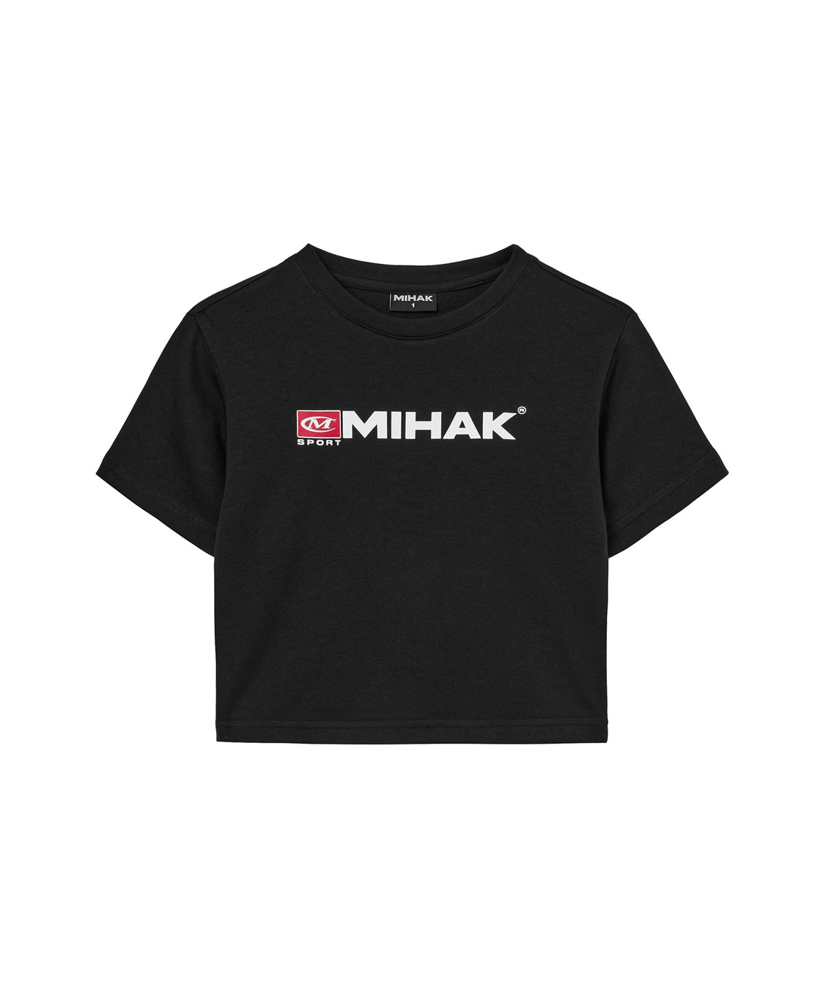 미학(MIHAK) 스포츠 엠블럼 크롭 티셔츠 (BLACK)