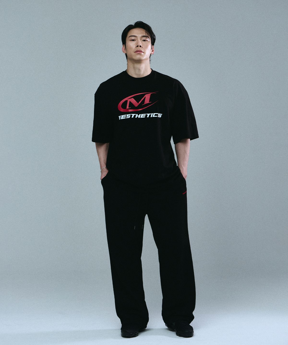 미학(MIHAK) 심볼 빅 로고 오버핏 티셔츠 (BLACK)