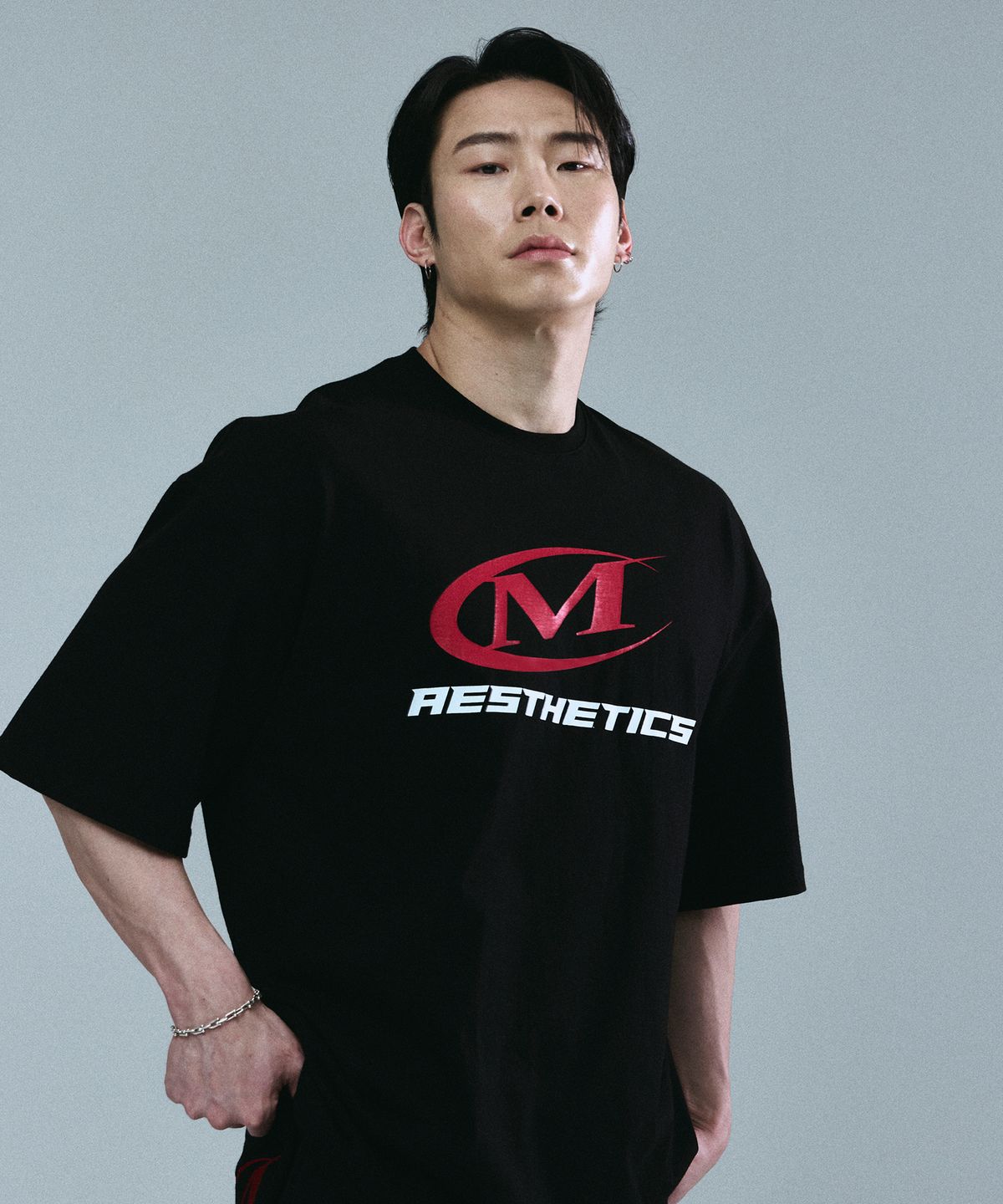 미학(MIHAK) 심볼 빅 로고 오버핏 티셔츠 (BLACK)
