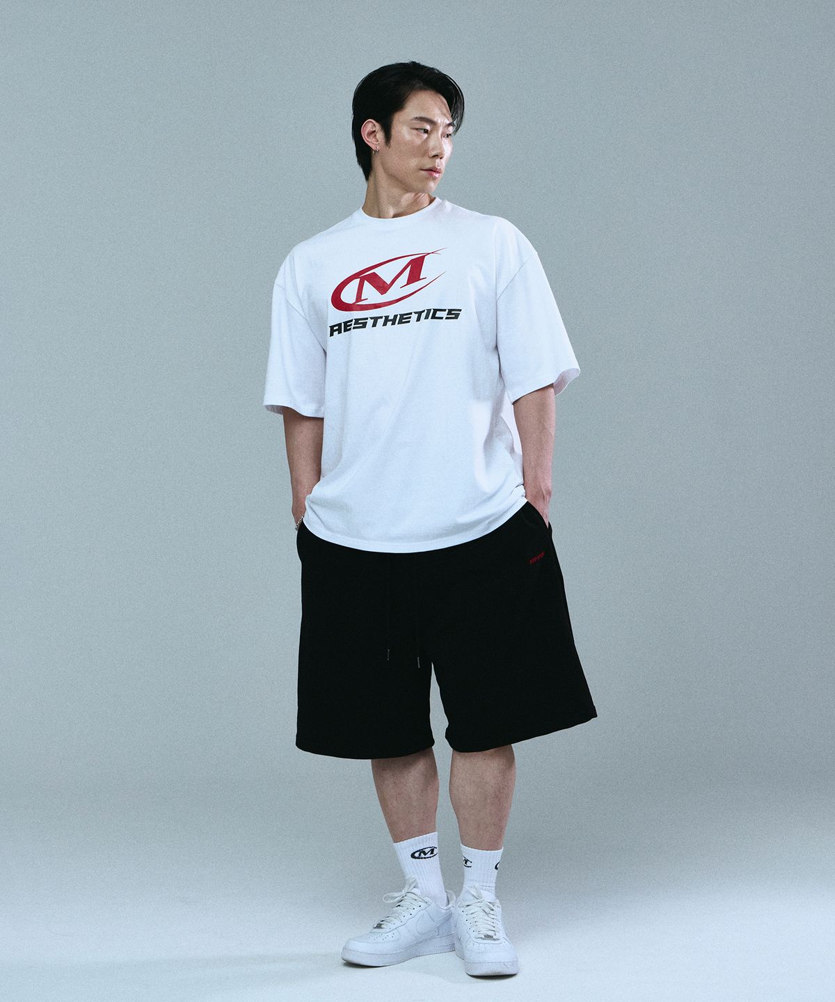 미학(MIHAK) 심볼 빅 로고 오버핏 티셔츠 (WHITE)
