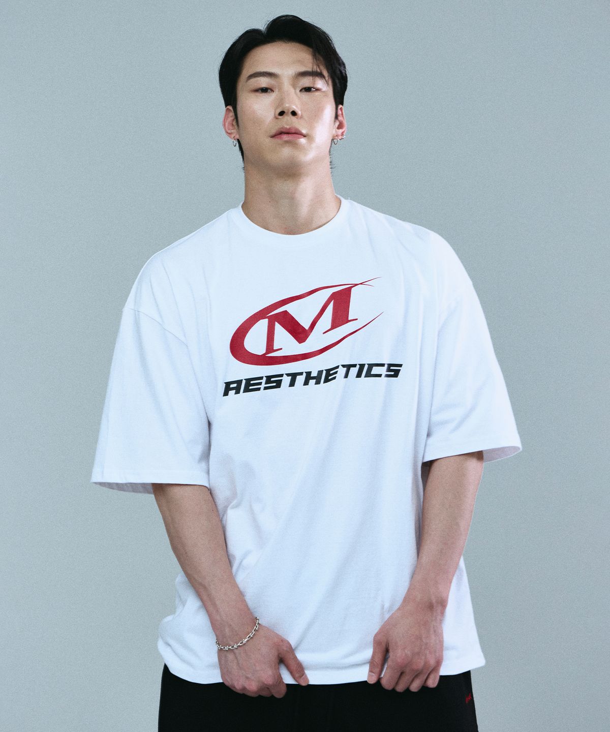 미학(MIHAK) 심볼 빅 로고 오버핏 티셔츠 (WHITE)