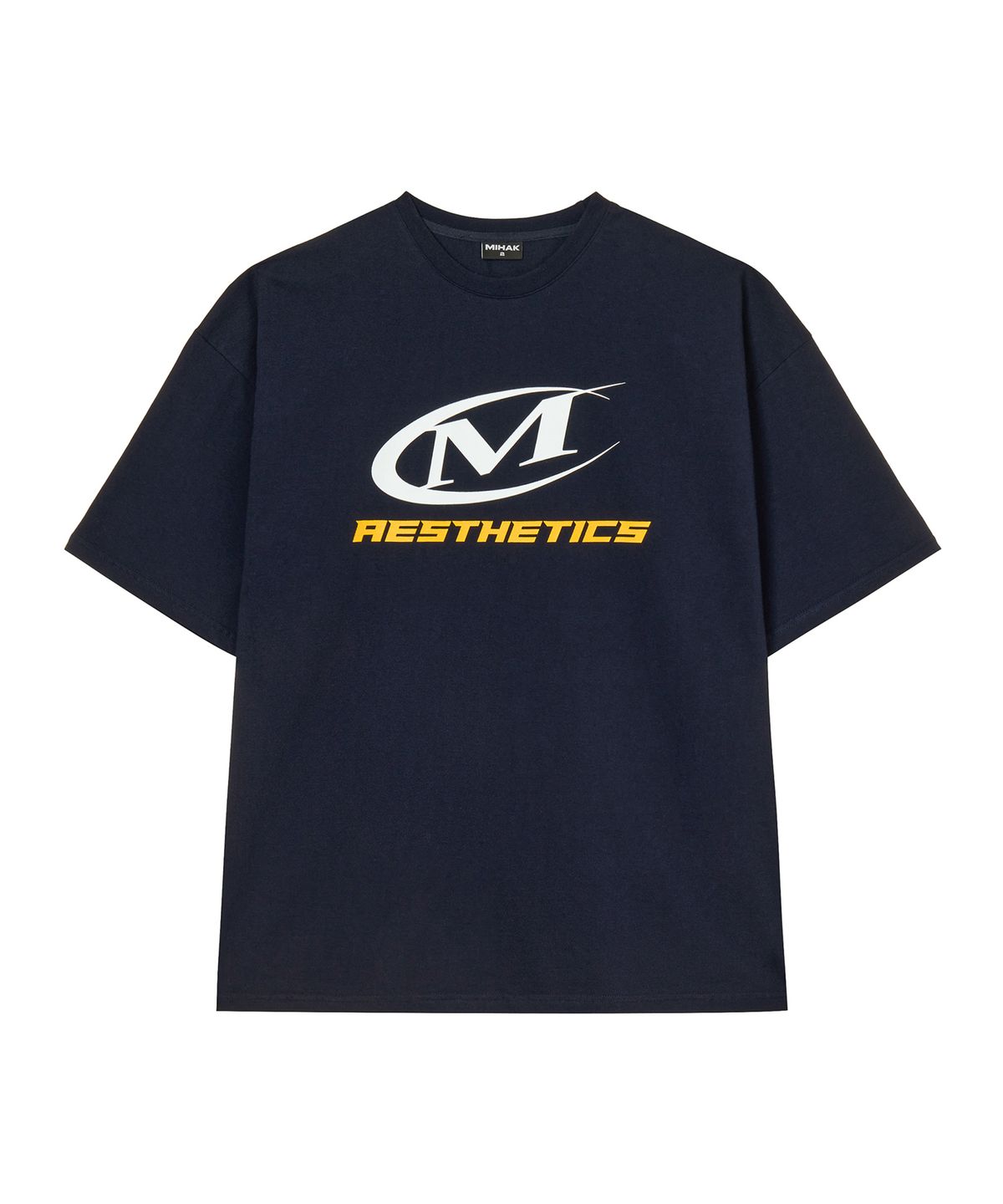 미학(MIHAK) 심볼 빅 로고 오버핏 티셔츠 (NAVY)