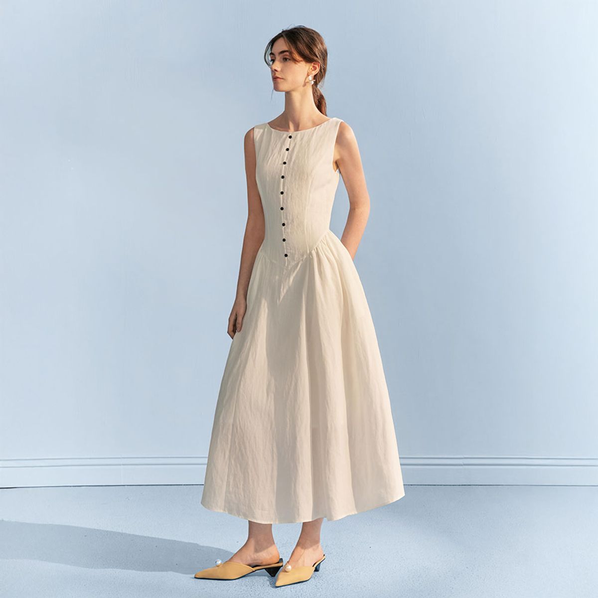 와이와이아이엠(YYIAM) YY_Elegant waist pleated dress