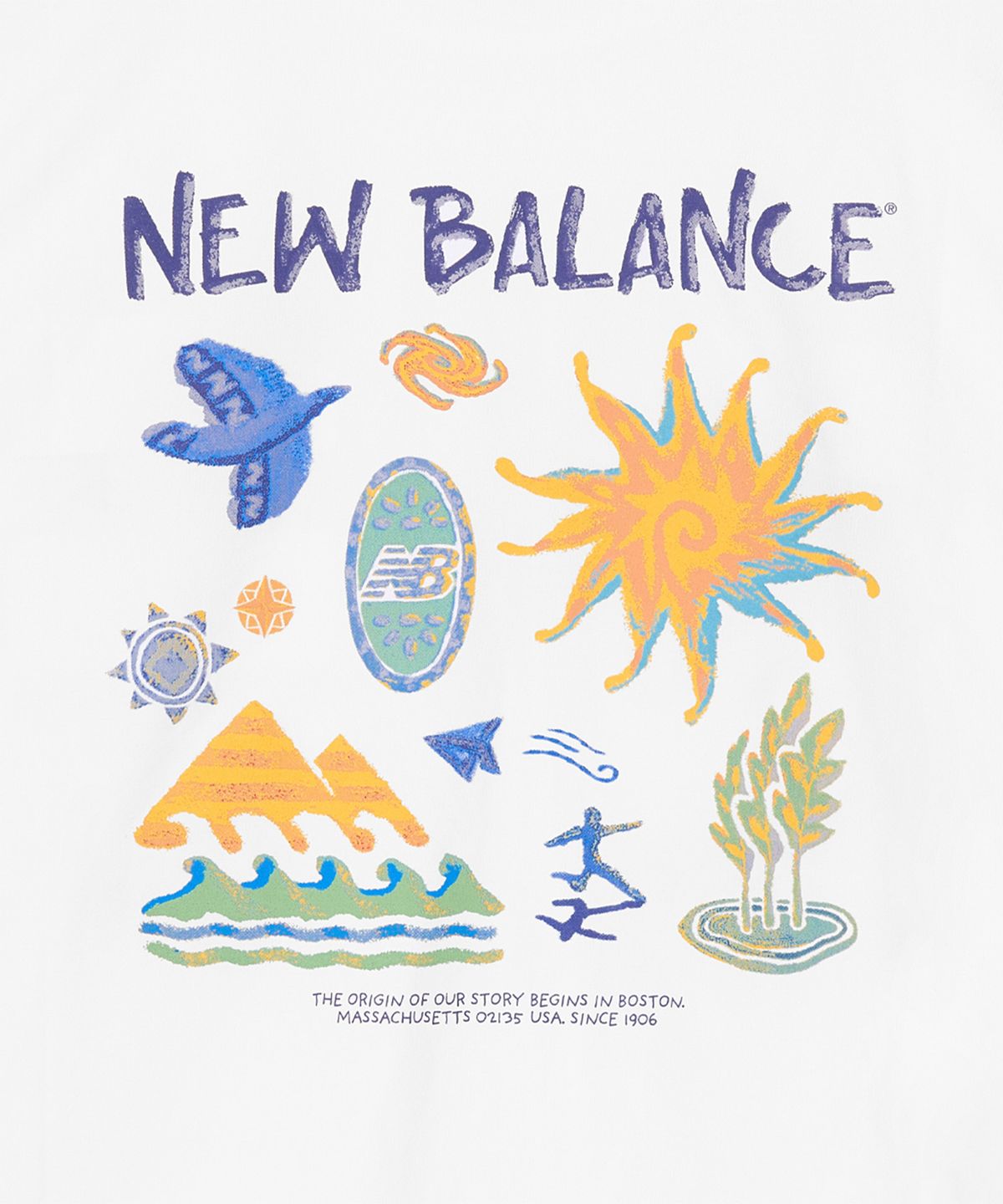 뉴발란스(NEW BALANCE) NBNEG31643 / UNI 써니 레이니 일러스트 반팔티 (WHITE)