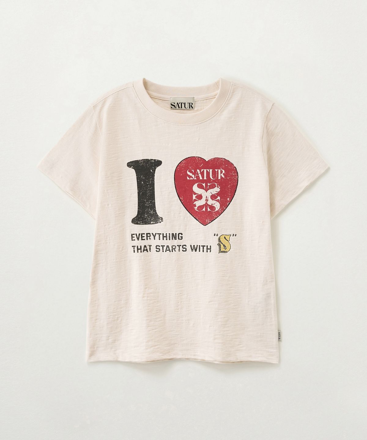 세터(SATUR) (W) I LOVE 슬럽 반팔 티셔츠 크림