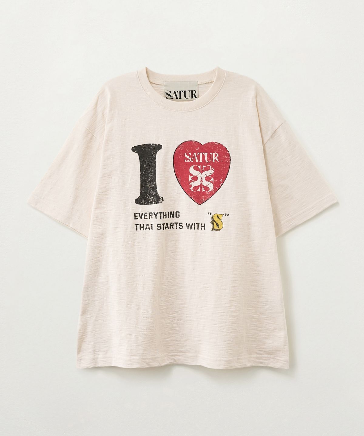 세터(SATUR) I LOVE 슬럽 반팔 티셔츠 크림