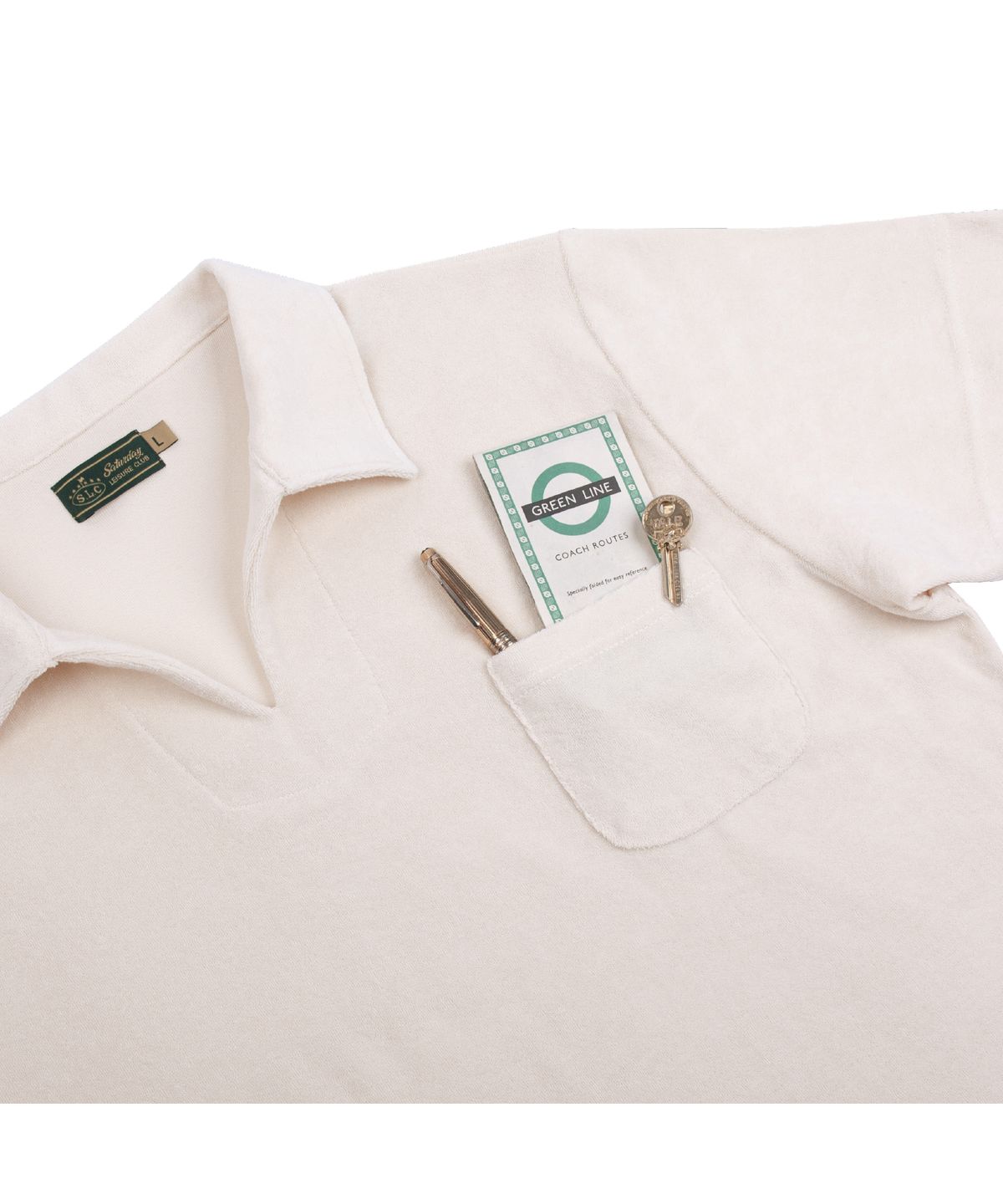 세러데이 레저 클럽(SATURDAY LEISURE CLUB) Leisure Terry Open Collar Polo Shirt - Ivory