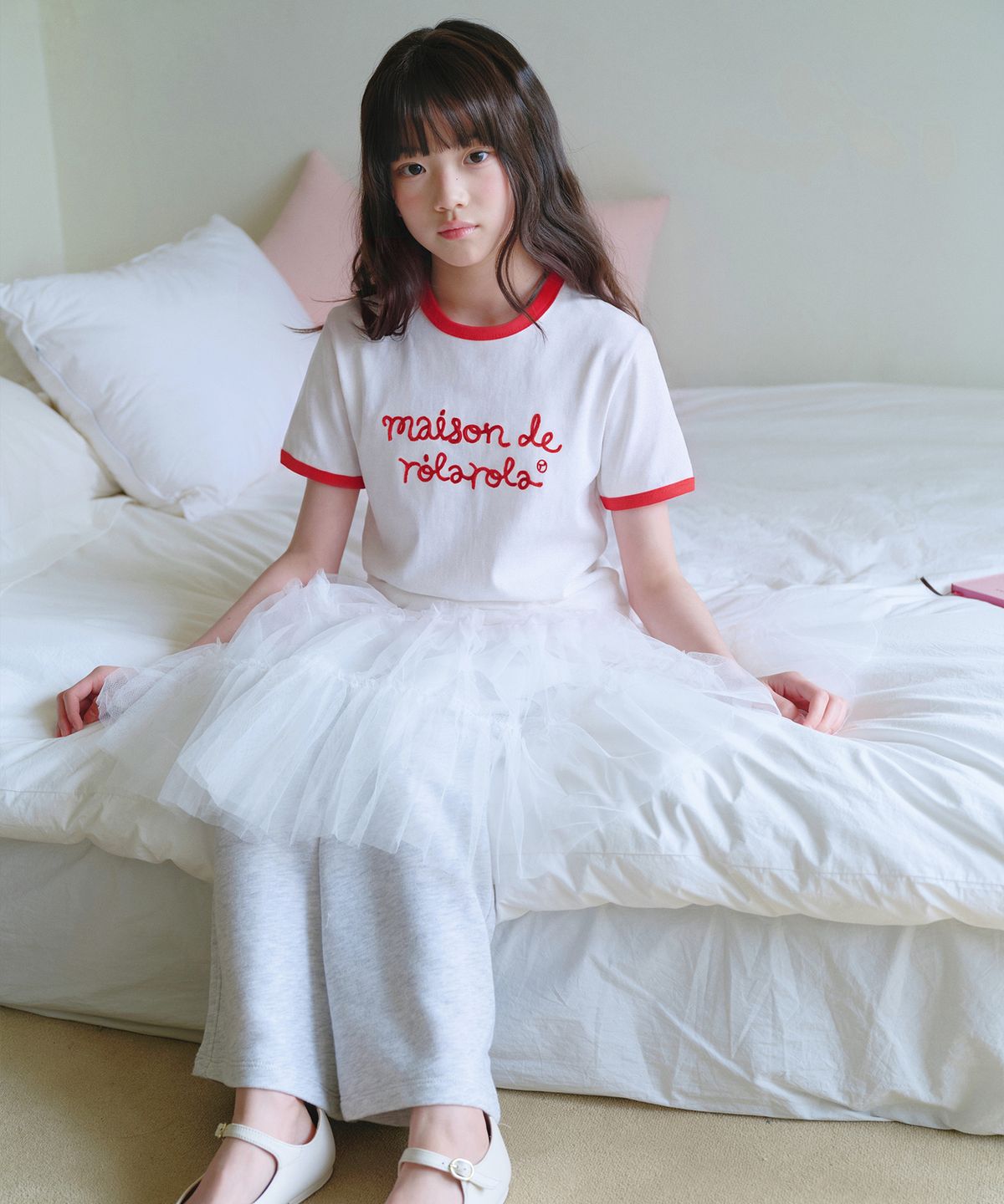로라로라(ROLAROLA) KIDS MAISON DE ROLA RINGER T-SHIRT WH+RD