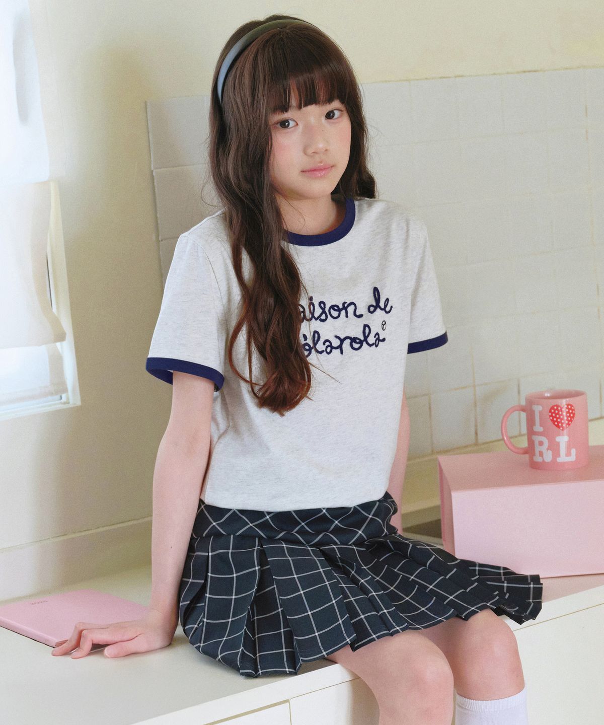 로라로라(ROLAROLA) KIDS MAISON DE ROLA RINGER T-SHIRT GY+NV