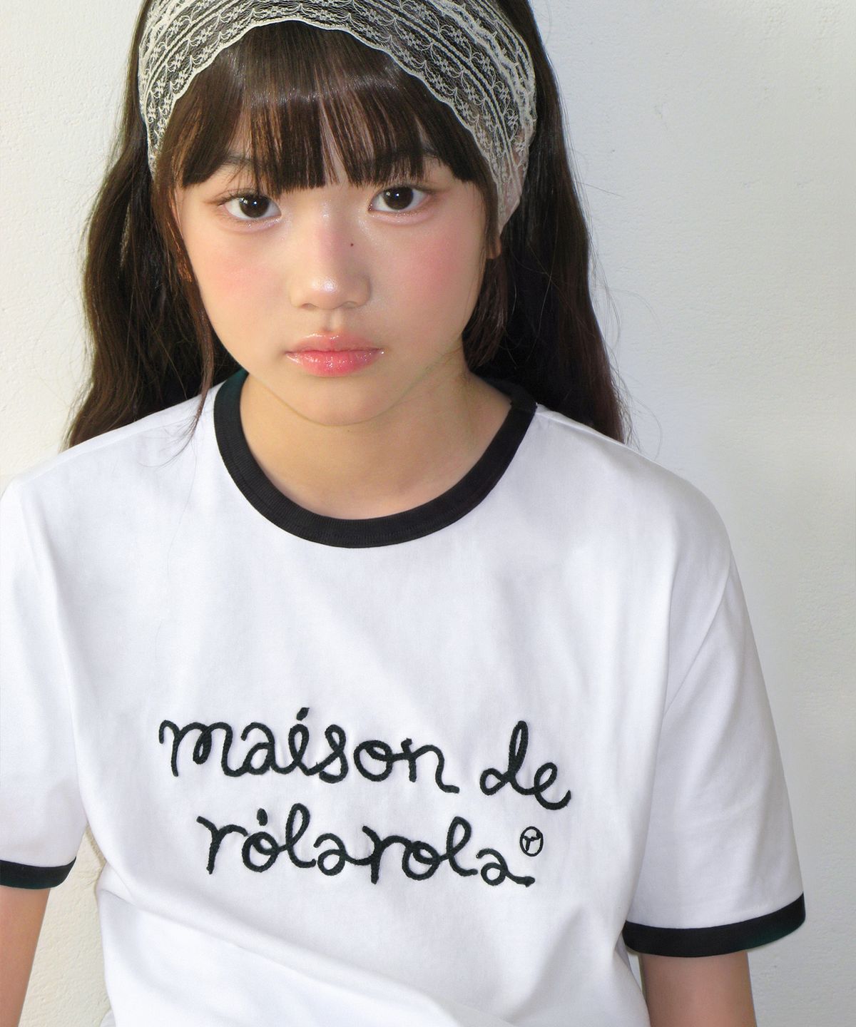 로라로라(ROLAROLA) KIDS MAISON DE ROLA RINGER T-SHIRT WH+BK