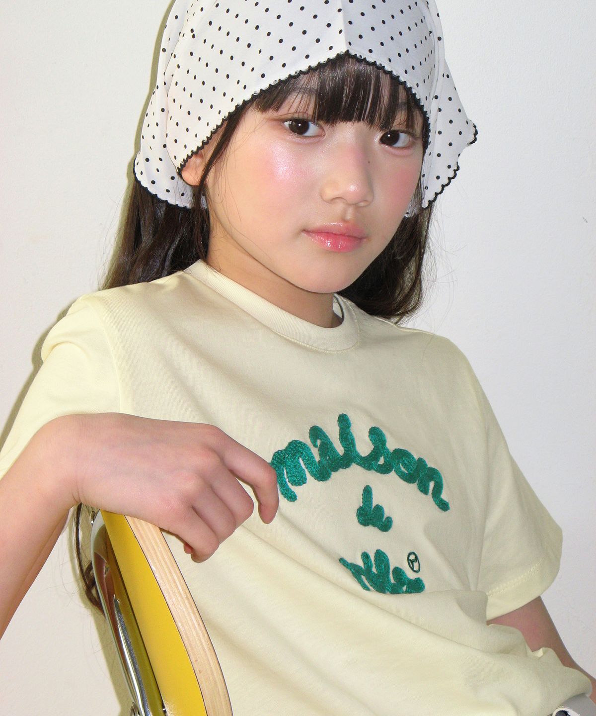 로라로라(ROLAROLA) KIDS MAISON DE ROLA EMBROIDERY T-SHIRT BUTTER