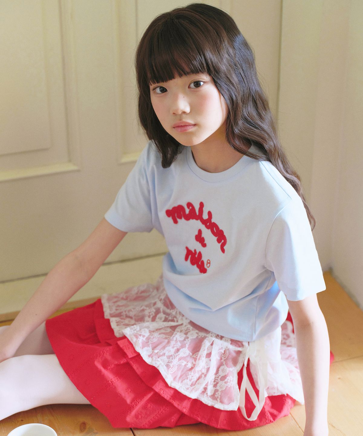 로라로라(ROLAROLA) KIDS MAISON DE ROLA EMBROIDERY T-SHIRT SKY