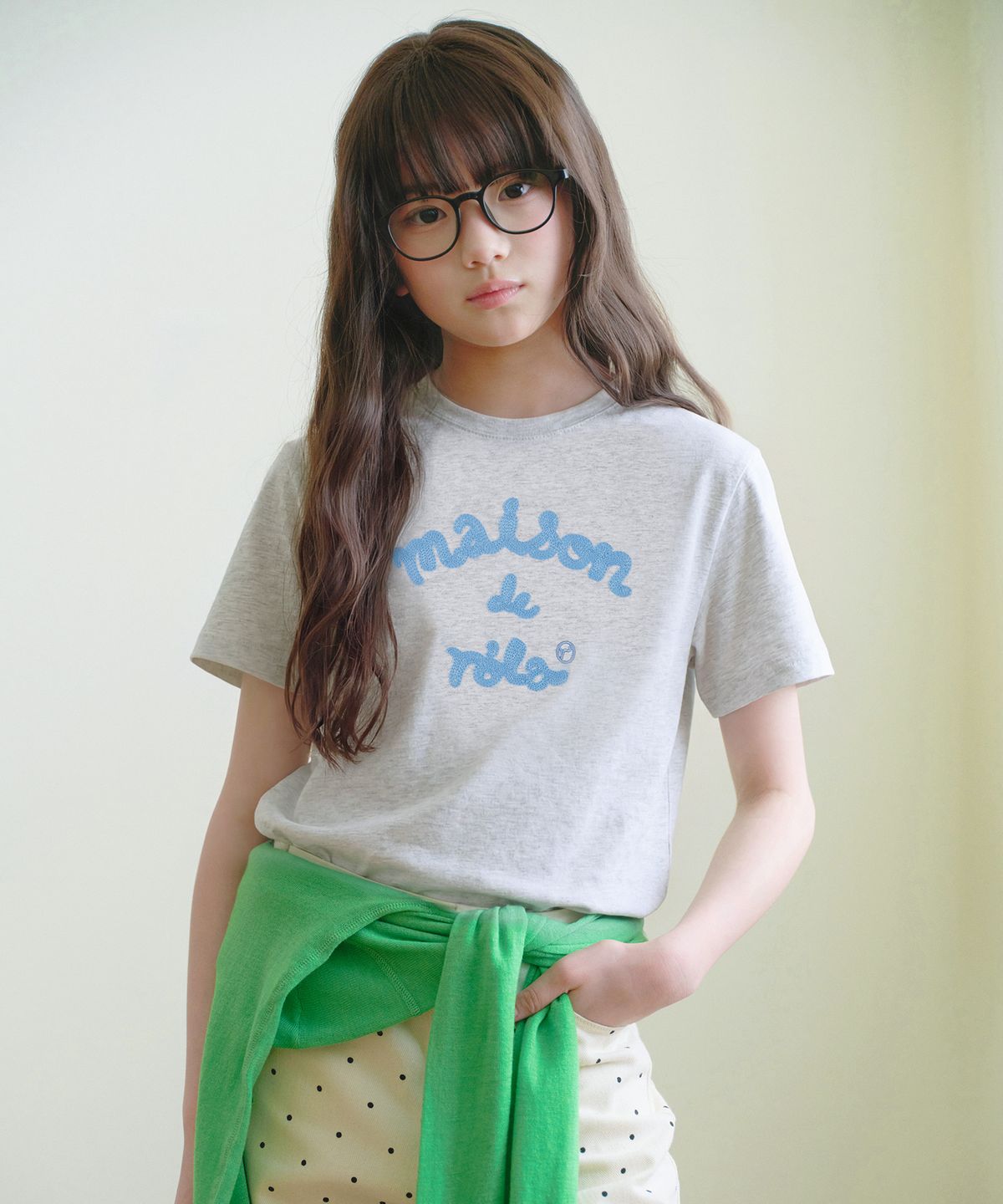 로라로라(ROLAROLA) KIDS MAISON DE ROLA EMBROIDERY T-SHIRT M/GRAY
