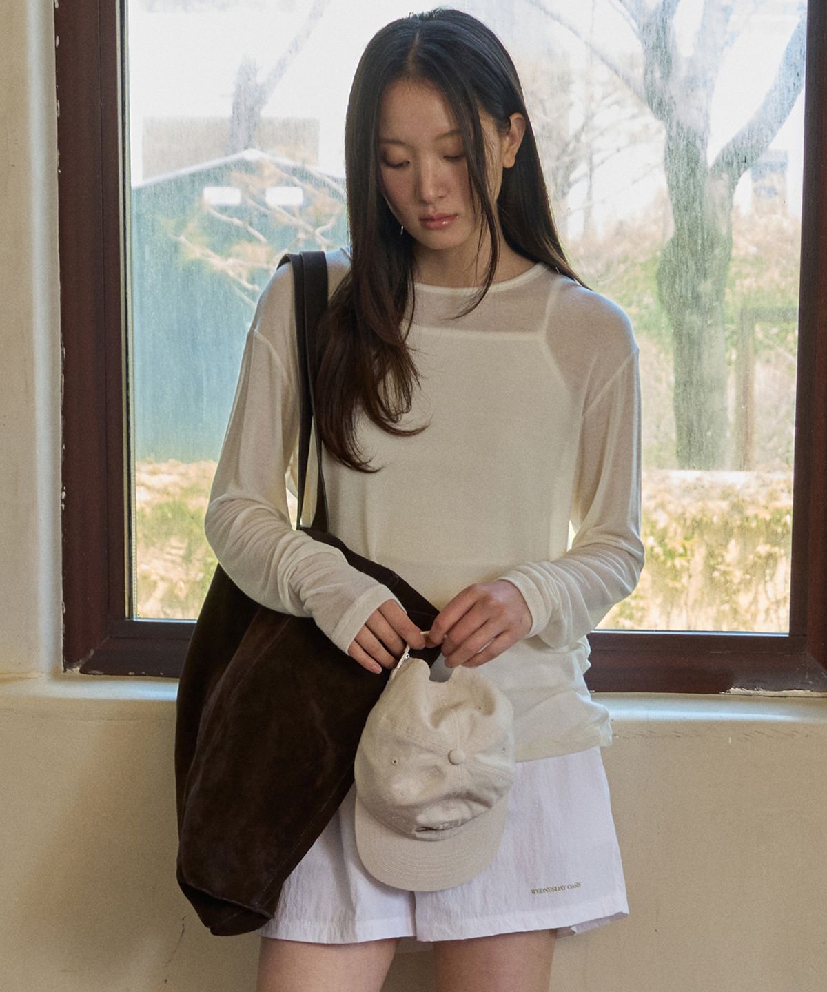 웬즈데이오아시스 포 우먼(WEDNESDAYOASISFORWOMEN) 베이직 시어 롱슬리브 티셔츠_4COLOR(W26TP10)