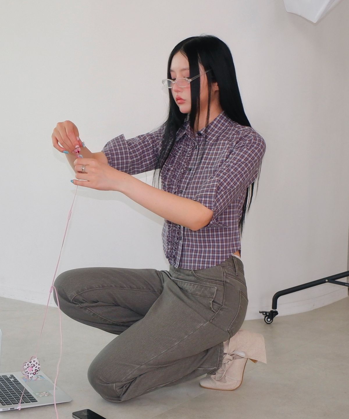 키코지(KIKOZY) 가든 러플 셔츠 브라운