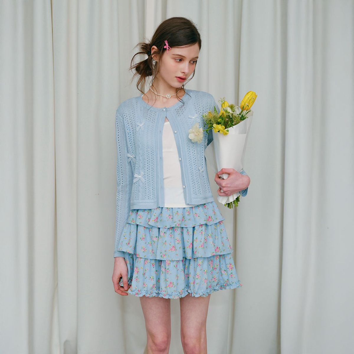 쎄무아듀(CEST MOIDEW) Cest_Bow pearl button cardigan