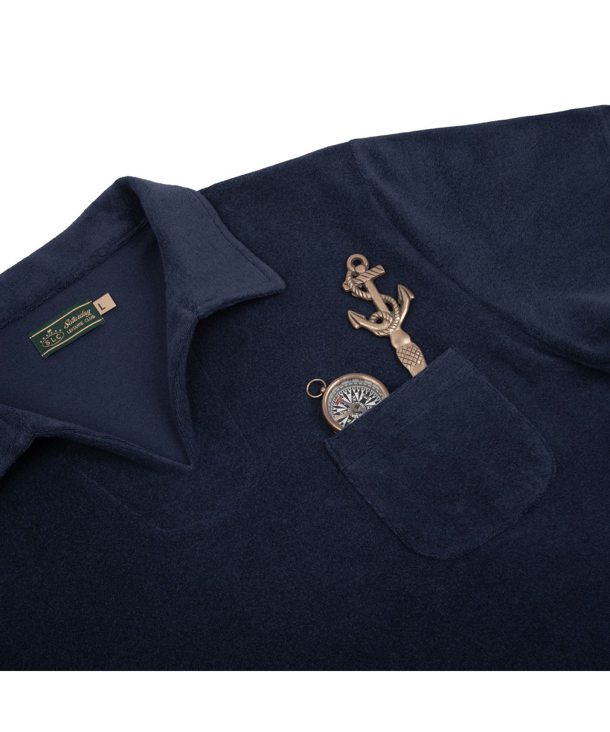 세러데이 레저 클럽(SATURDAY LEISURE CLUB) Leisure Terry Open Collar Polo Shirt - Dark Navy