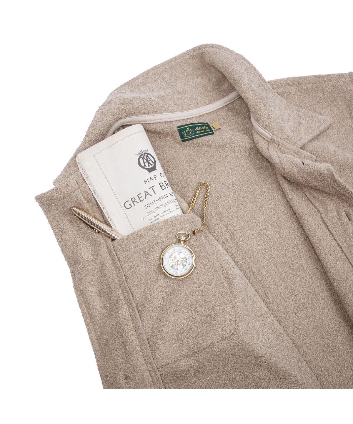 세러데이 레저 클럽(SATURDAY LEISURE CLUB) [테리 타올] Leisure Double-Face Terry Chore Shirt Jacket - Beige