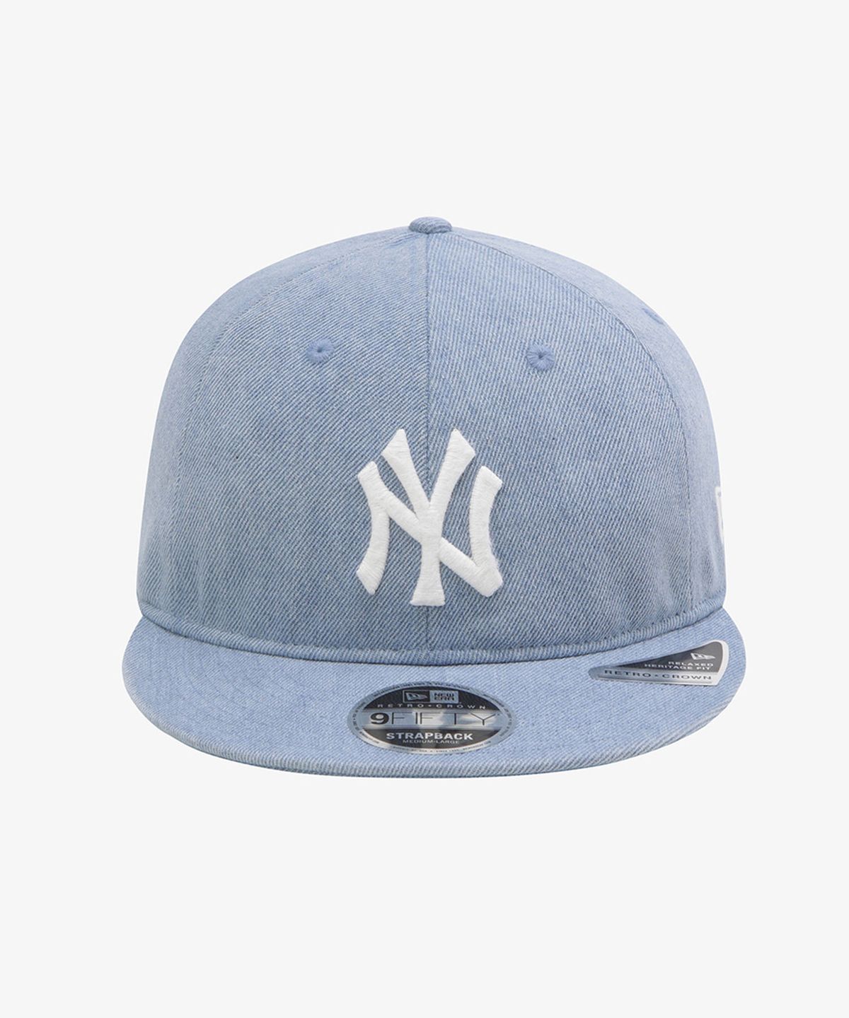 뉴에라(NEW ERA) MLB 뉴욕 양키스 데님 베이직 레트로 크라운 스트랩백 라이트 블루