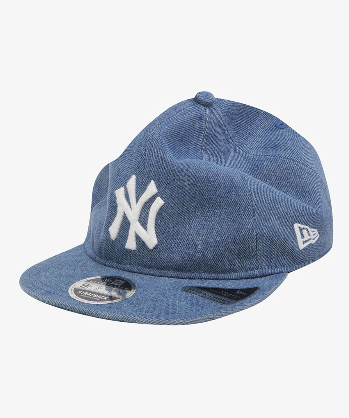 뉴에라(NEW ERA) MLB 뉴욕 양키스 데님 베이직 레트로 크라운 스트랩백 블루