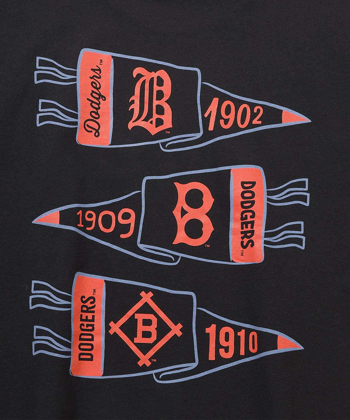 뉴에라(NEW ERA) MLB 쿠퍼스타운 브루클린 다저스 플래그 티셔츠 블랙