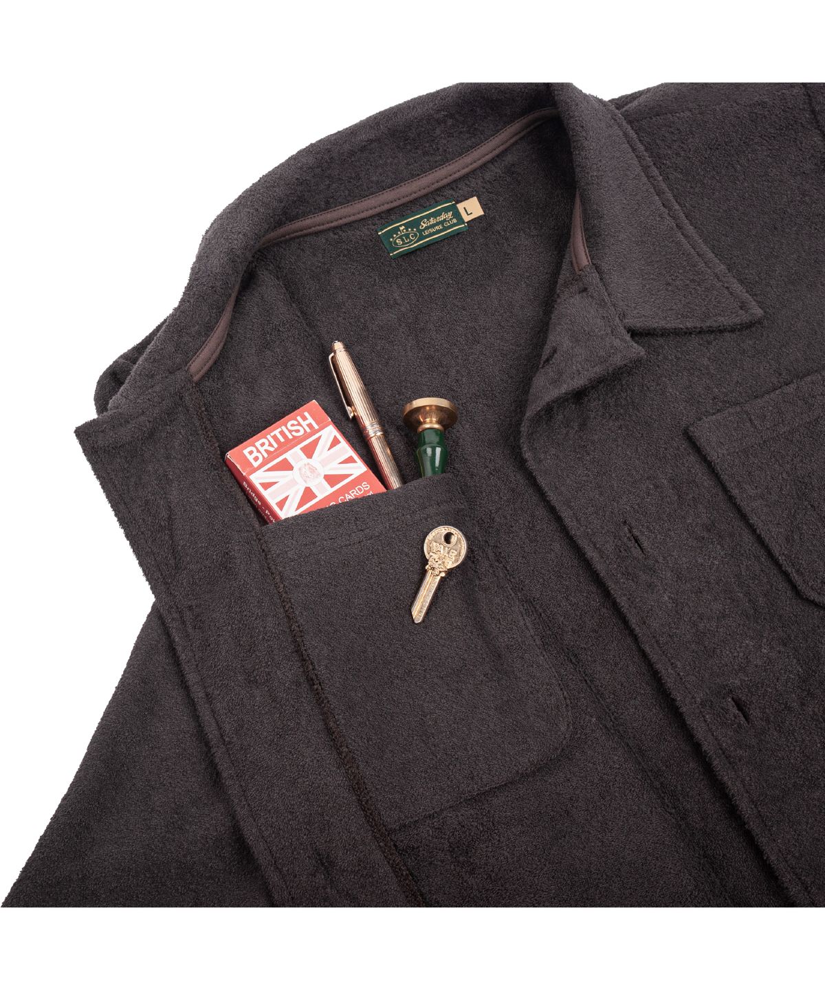 세러데이 레저 클럽(SATURDAY LEISURE CLUB) [테리 타올] Leisure Double-Face Terry Chore Shirt Jacket - Brown