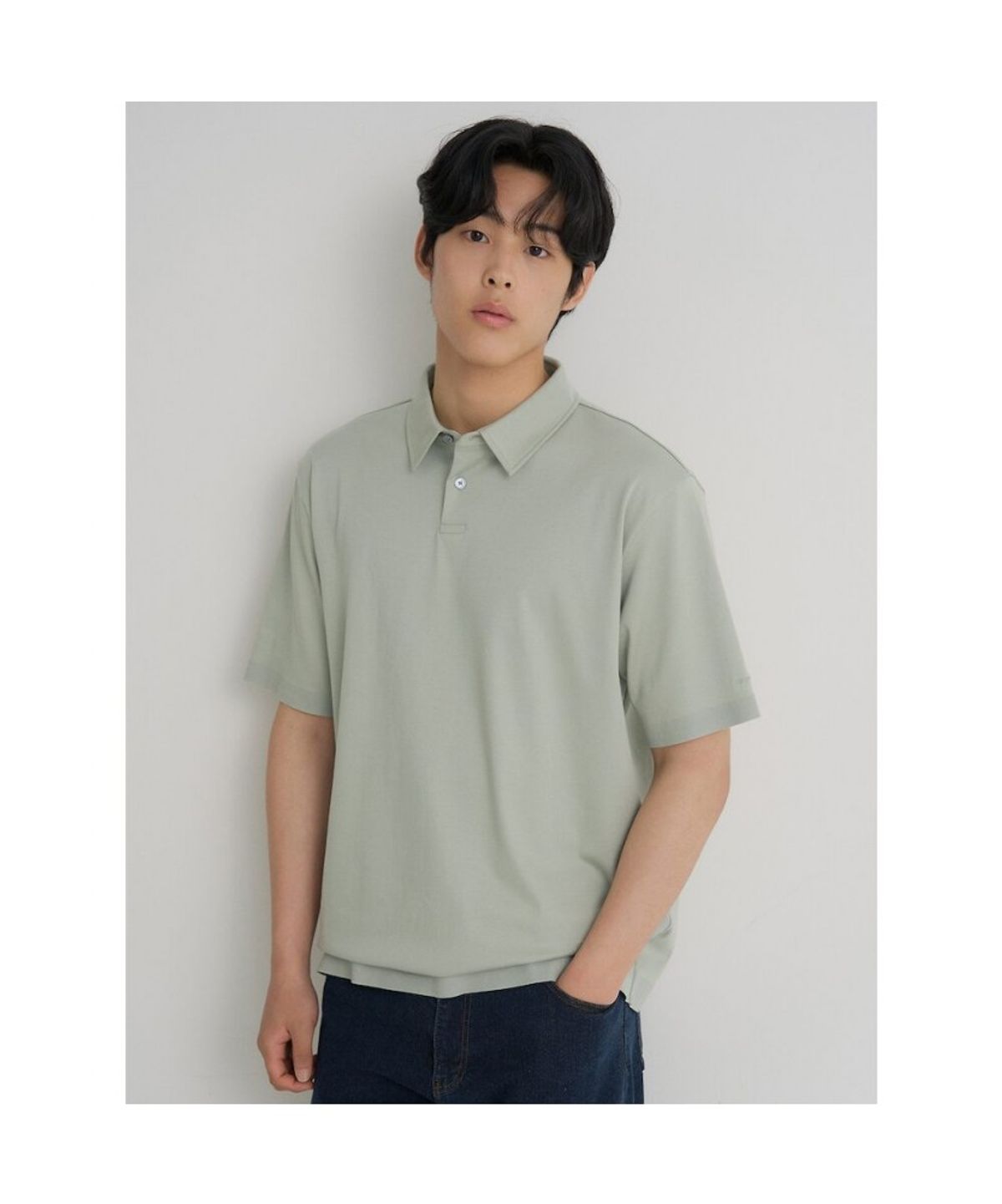 빈폴 멘(BEANPOLE MEN) 프리미엄 플로우 칼라넥 티셔츠  라이트 그린