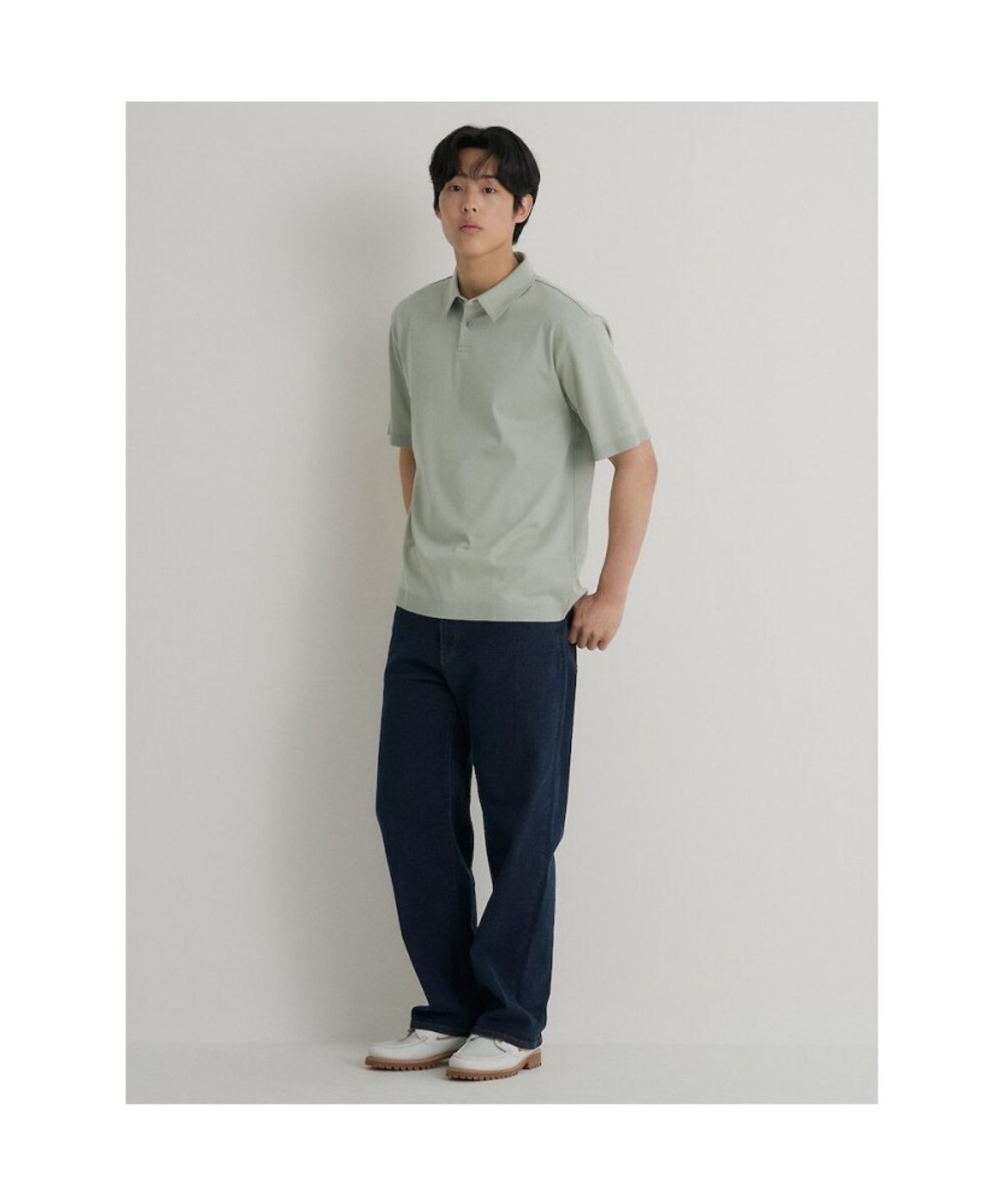 빈폴 멘(BEANPOLE MEN) 프리미엄 플로우 칼라넥 티셔츠  라이트 그린