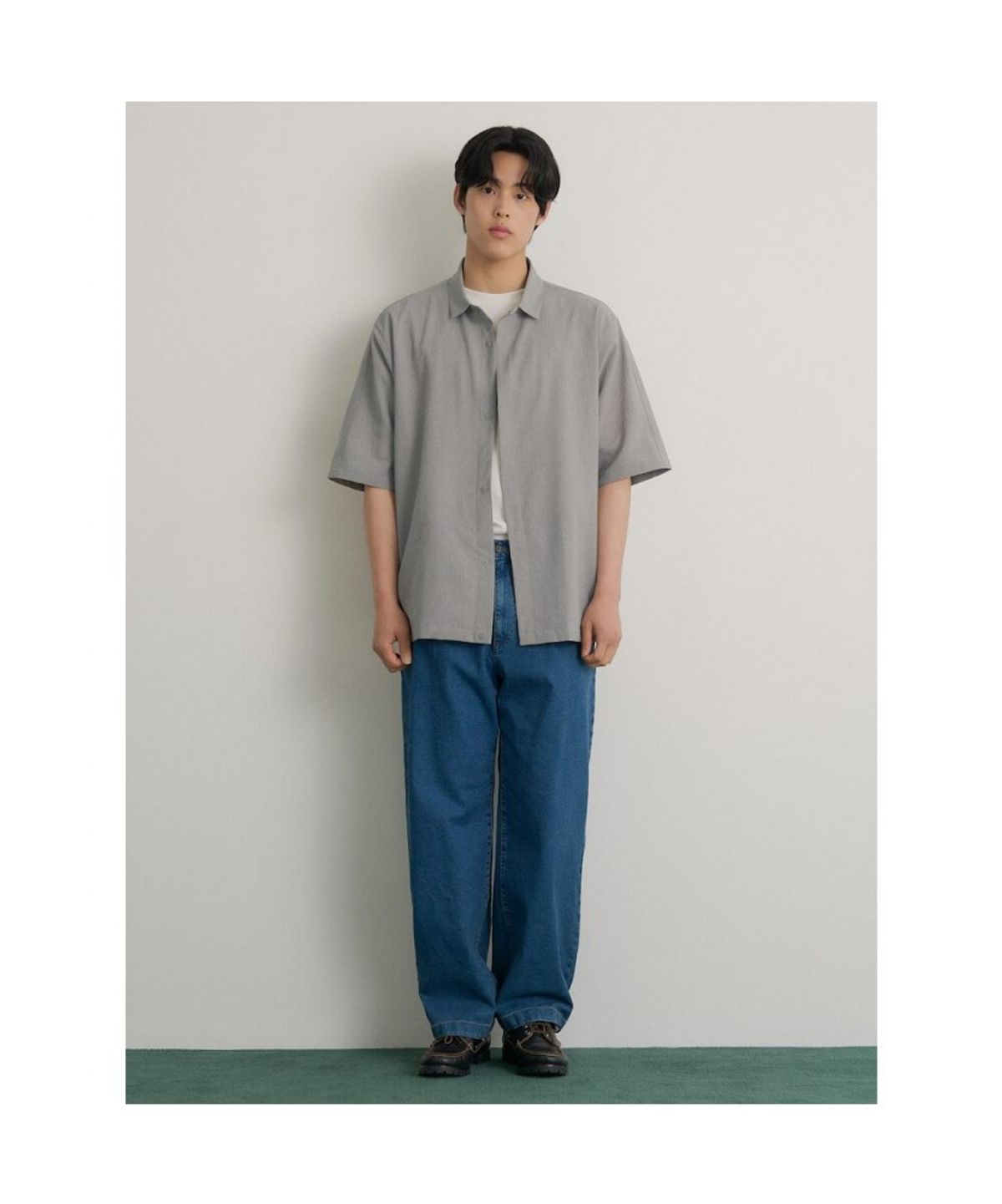 빈폴 멘(BEANPOLE MEN) 젠틀테크 아우터형 반소매 셔츠  라이트 그레이