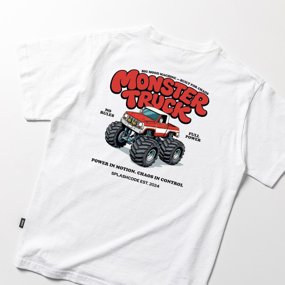 스플래시코드 키즈(SPLASHCODE KIDS) 키즈 반팔 티셔츠 화이트 - 몬스터 트럭(Monster Truck)