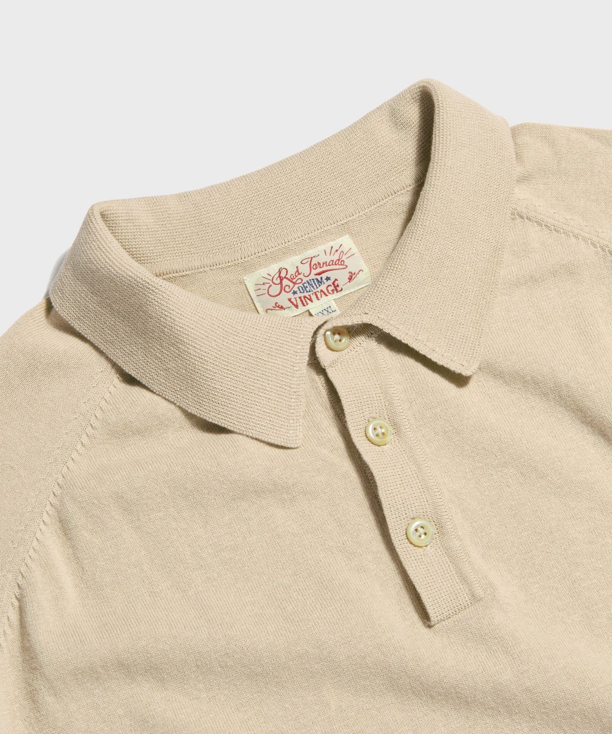 레드토네이도(RED TORNADO) Retro Knitted Polo Shirt White Oat