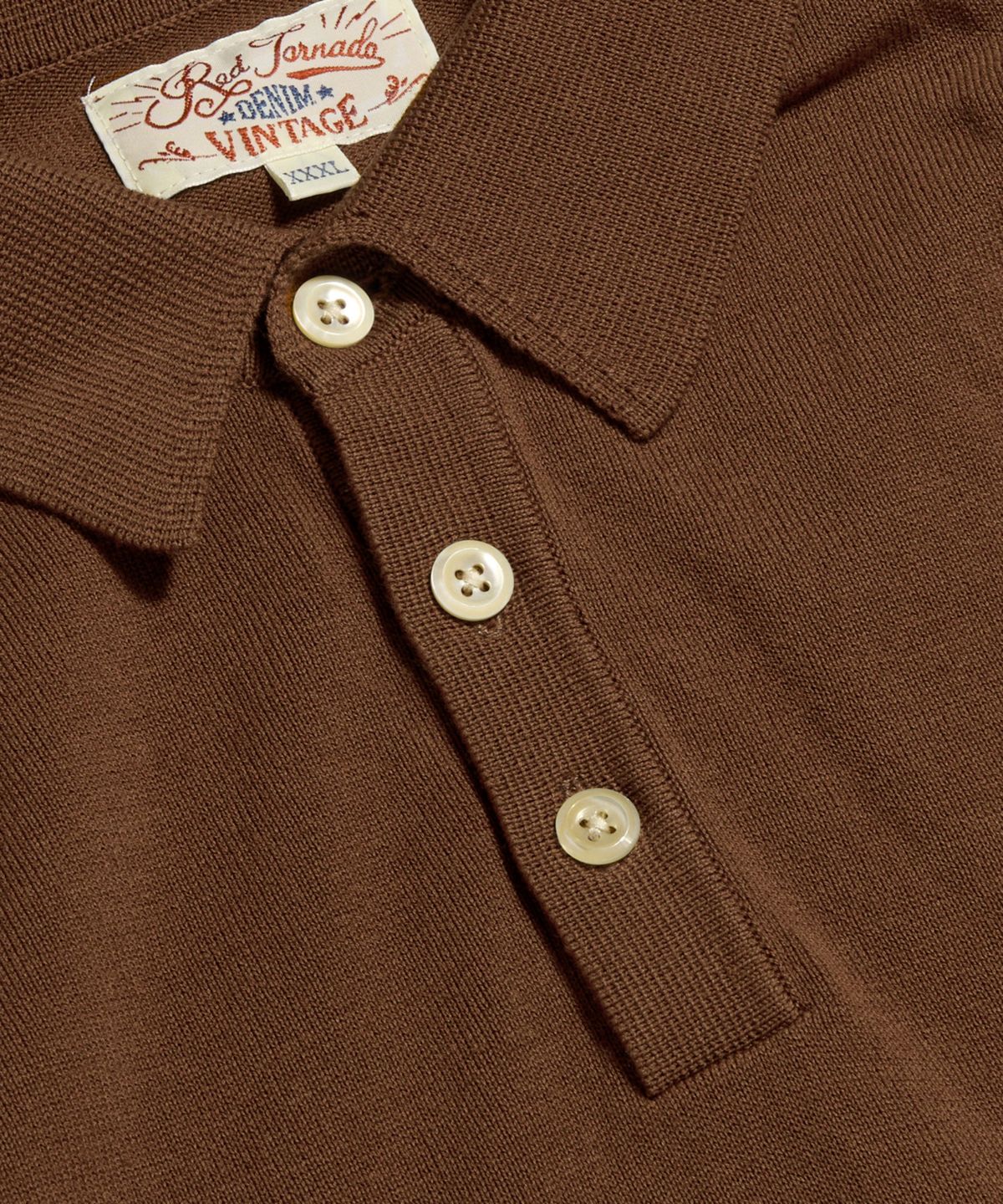 레드토네이도(RED TORNADO) Retro Knitted Polo Shirt Brick