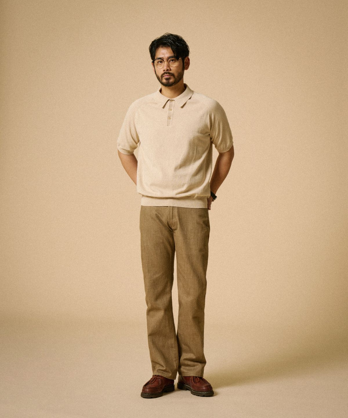 레드토네이도(RED TORNADO) Retro Knitted Polo Shirt Brick