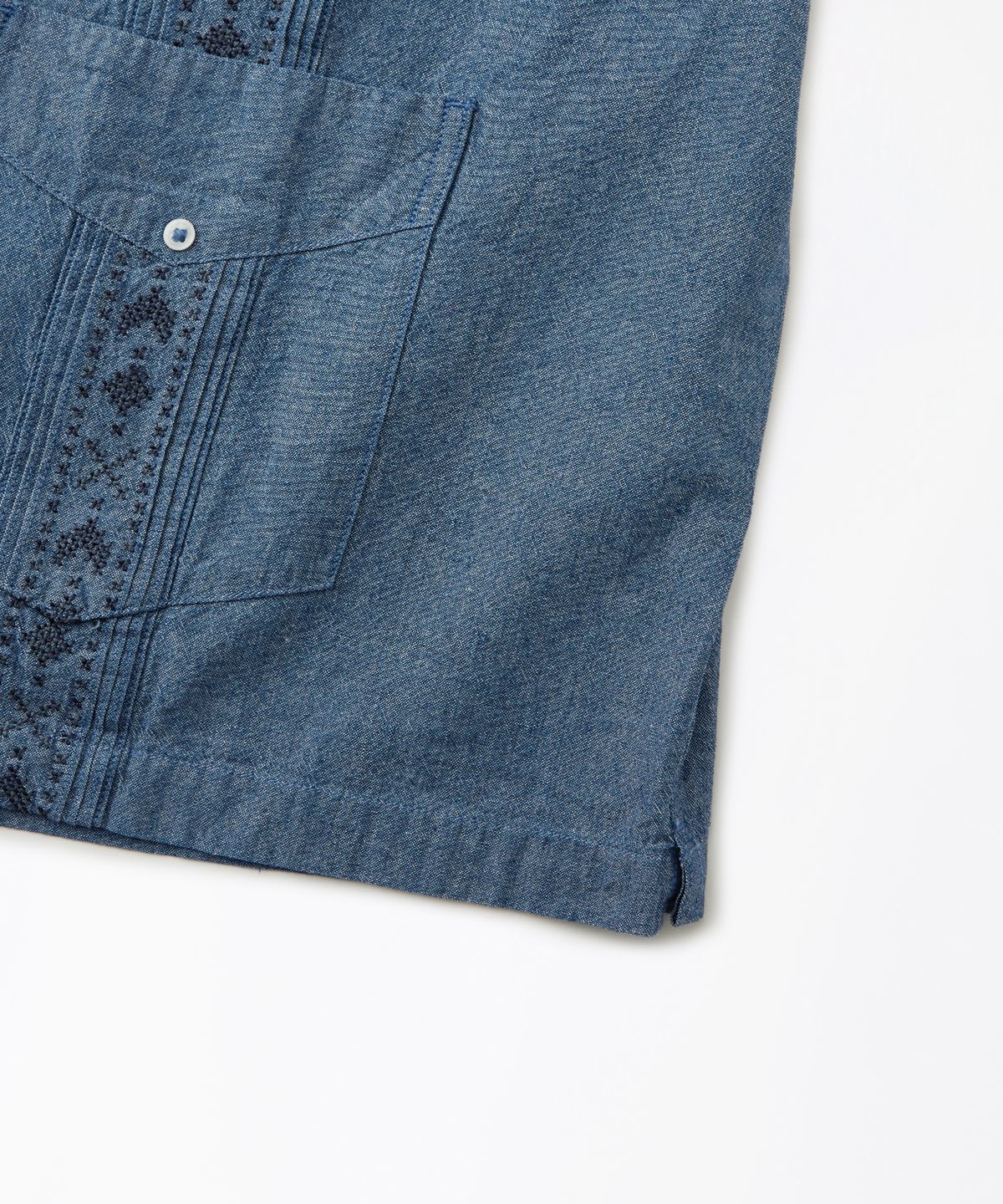 아웃스탠딩(OUTSTANDING) GUAYABERA CUBA EMD HALF SHIRT_L.BLUE