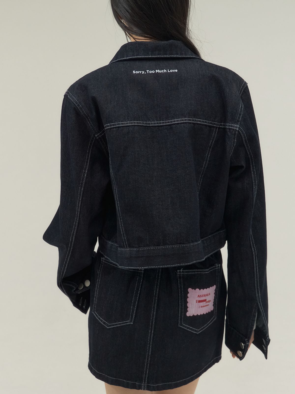 쏘리, 투 머치 러브(SORRY, TOO MUCH LOVE) Raw Edge Structured Denim Setup_Navy