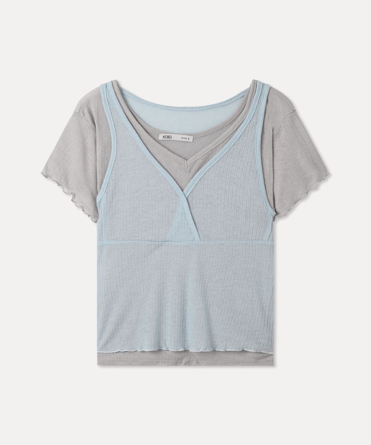 미쏘(MIXXO) 레이어드 반팔 티셔츠 RE LWG302A_MIWHWG52QA