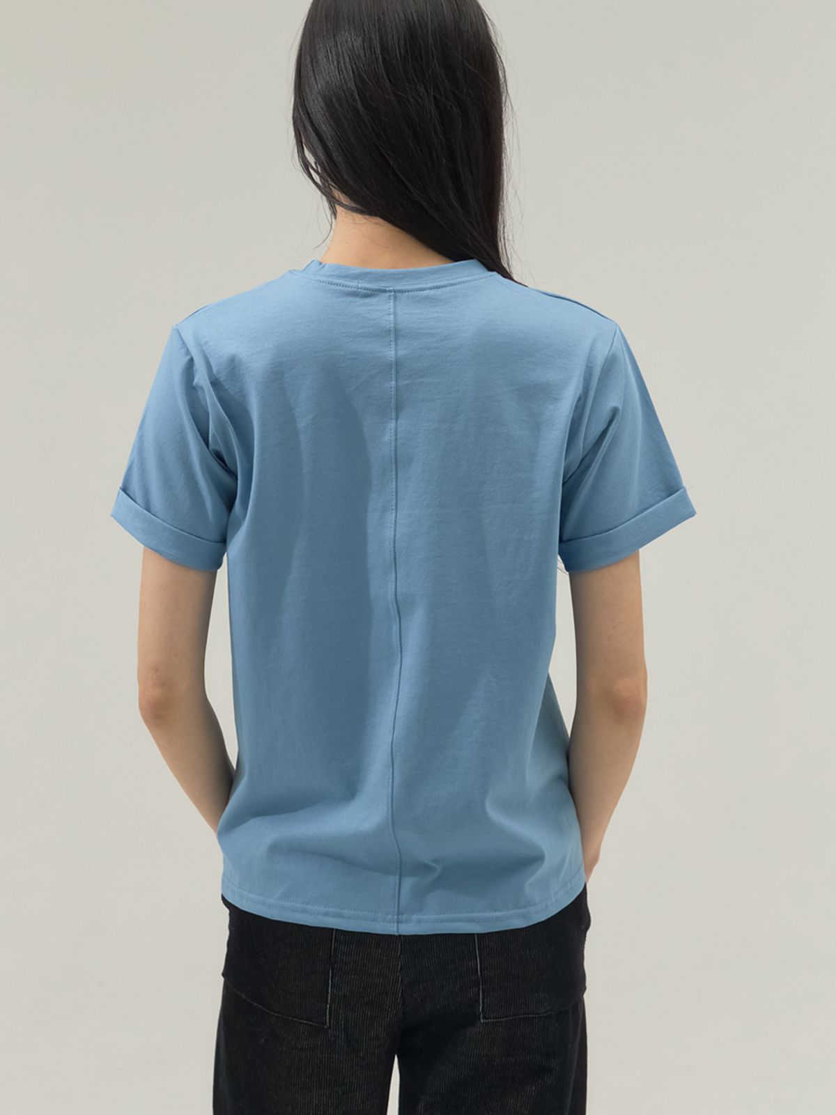 쏘리, 투 머치 러브(SORRY, TOO MUCH LOVE) Small Room Exhibition Turn-Up Sleeve Tee_Blue