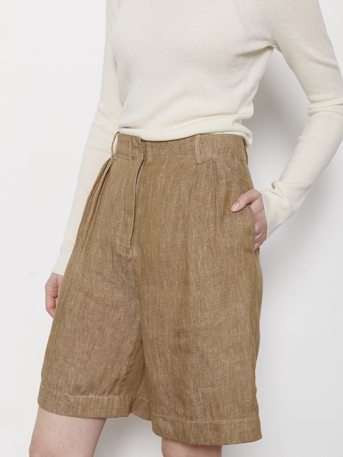 레이허(RAYHER) SAND LINEN TAILORED PANTS