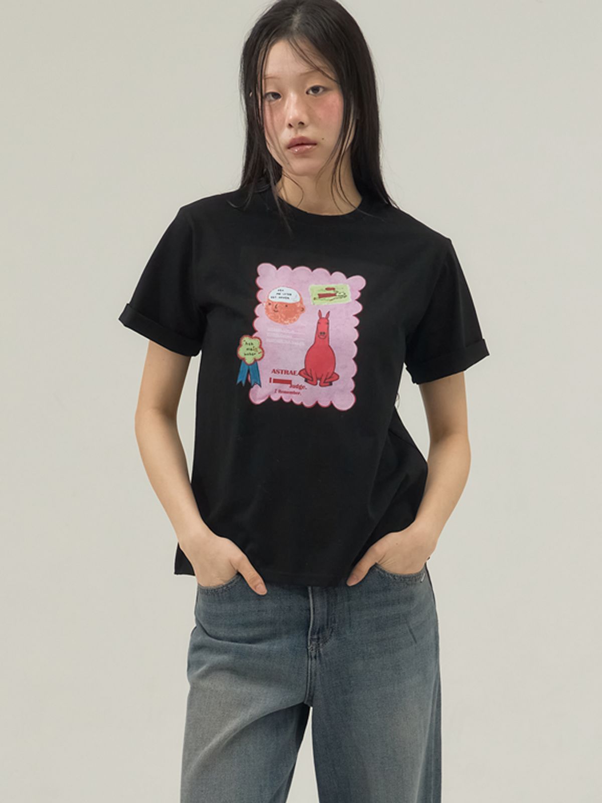 쏘리, 투 머치 러브(SORRY, TOO MUCH LOVE) Small Room Exhibition Turn-Up Sleeve Tee_Black