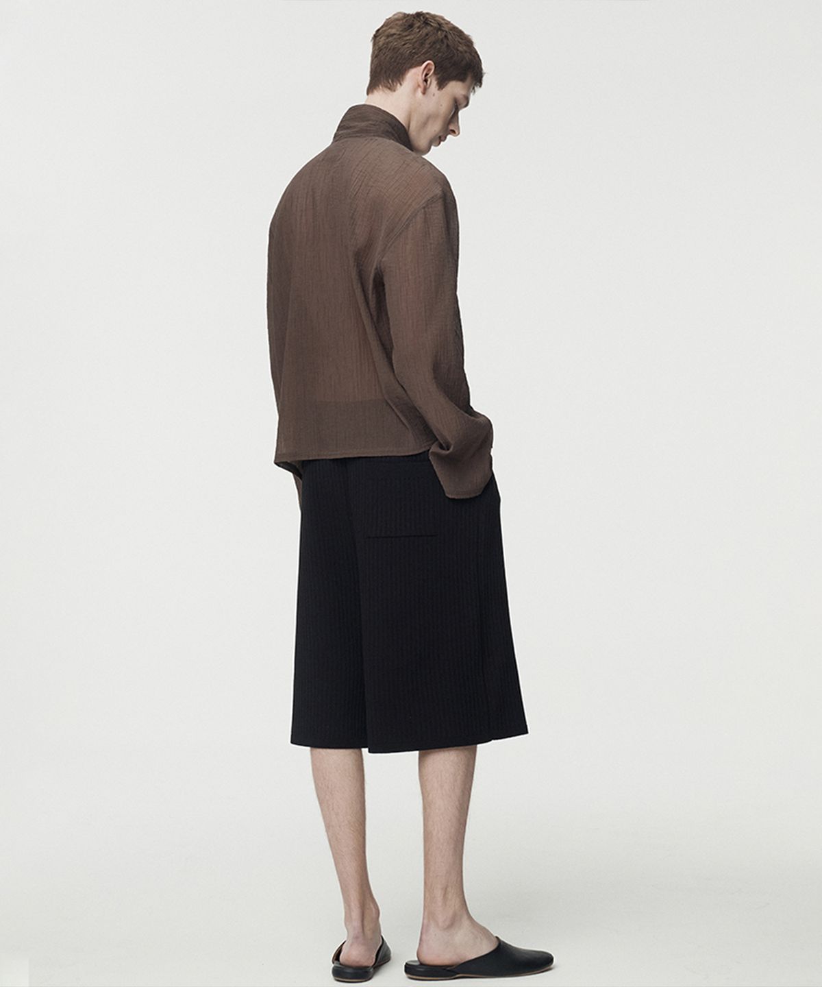 우마뭉(UMARMUNG) Crinkled Cotton Zipup Jacket_Brown