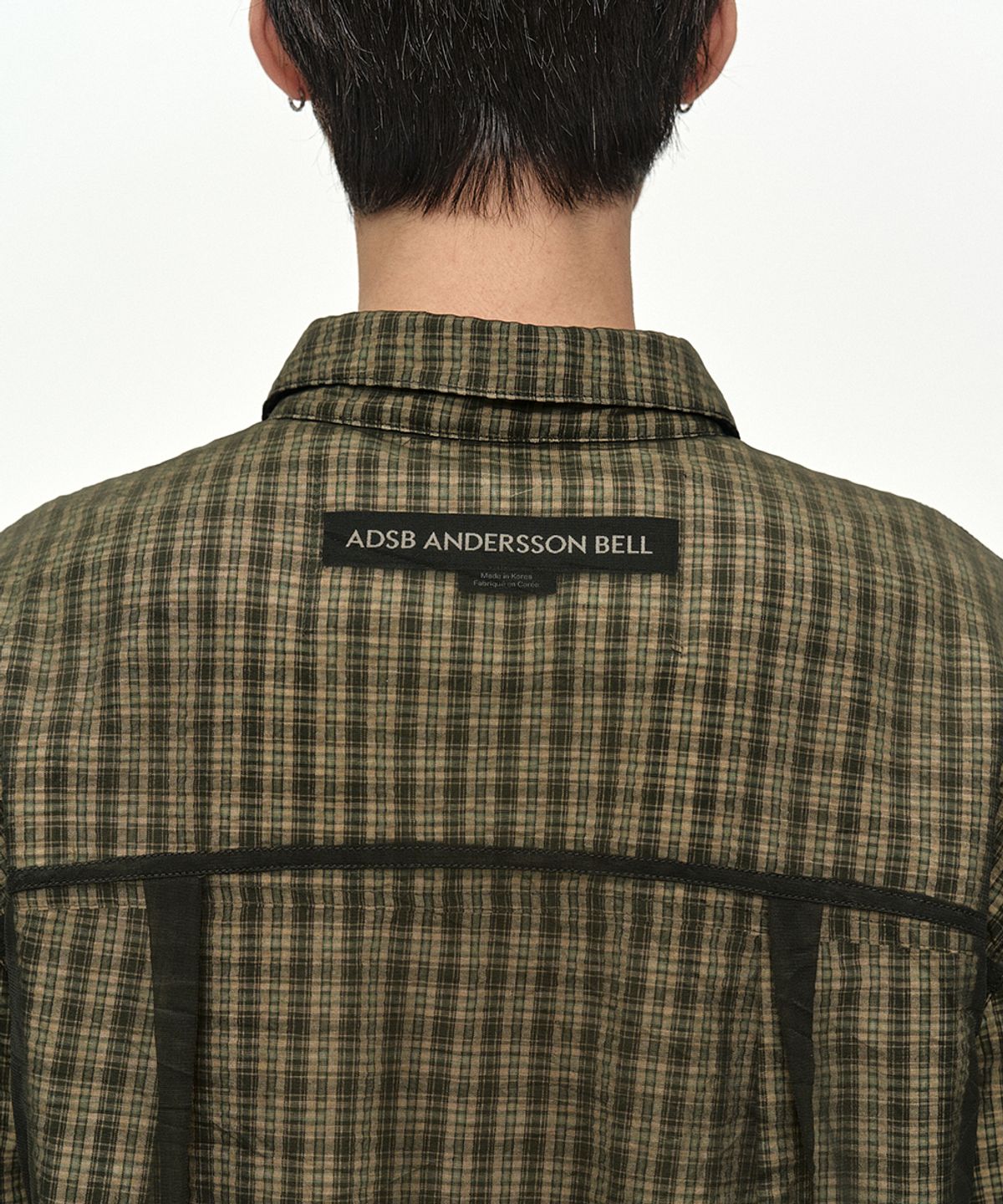 앤더슨벨(ADSB ANDERSSON BELL) CHECK SHEER LAYERED SHIRT atb1536m(GREEN)