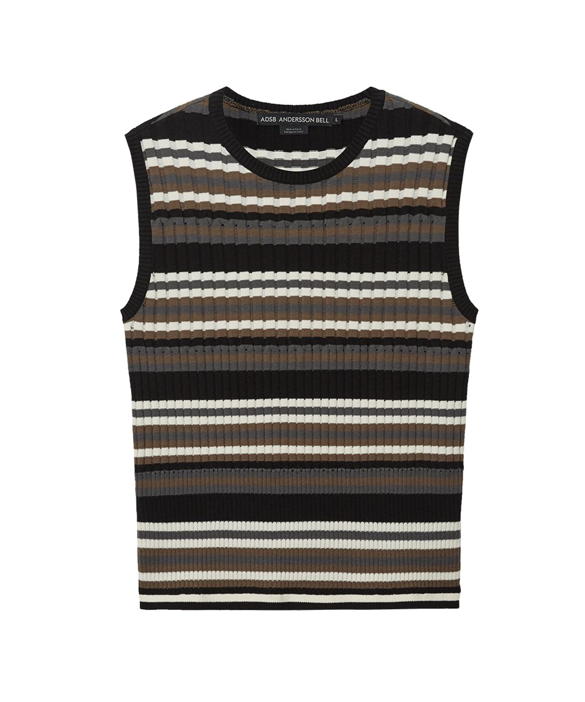 앤더슨벨(ADSB ANDERSSON BELL) CONTRAST RIB SLEEVELESS atb1534m(BLACK/GREY/BROWN)