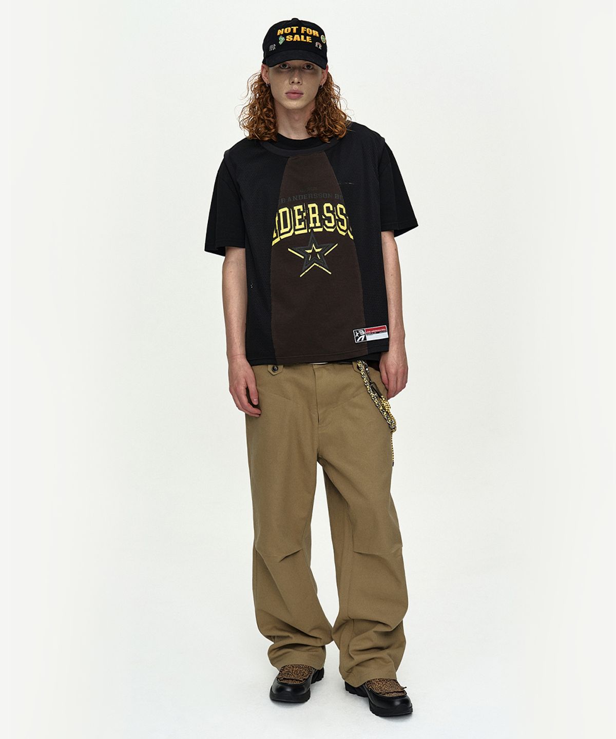 앤더슨벨(ADSB ANDERSSON BELL) BASKETBALL JERSEY LAYERED T-SHIRT atb1429m(BLACK/BROWN)