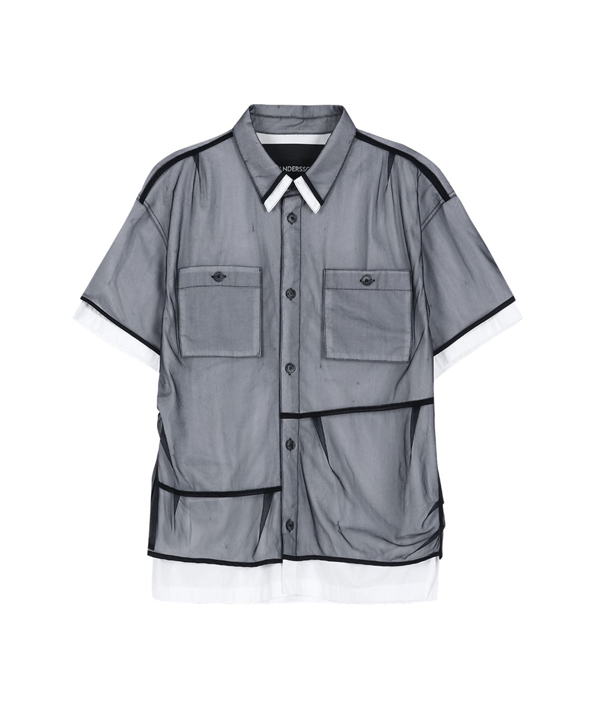 앤더슨벨(ADSB ANDERSSON BELL) WHITE SHEER LAYERED SHIRT atb1537m(WHITE/NAVY)
