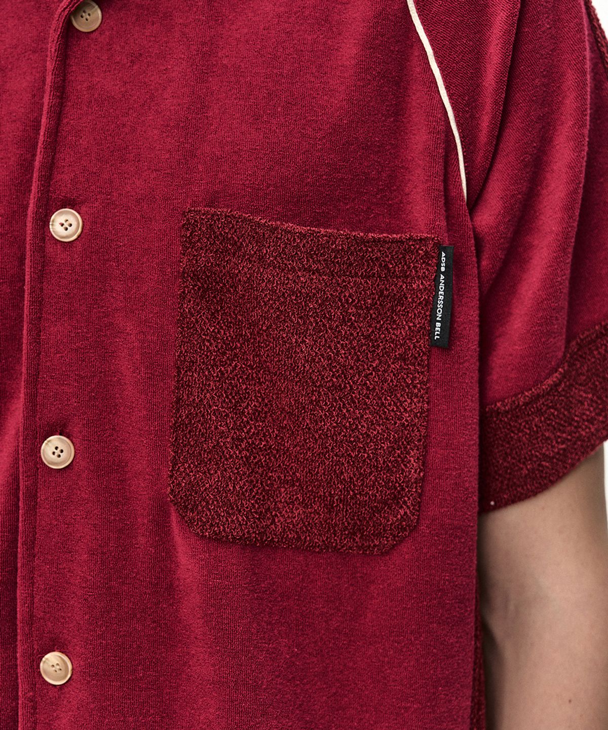 앤더슨벨(ADSB ANDERSSON BELL) LAGOS TERRY OPEN COLLAR SHIRT atb1552m(WINE)