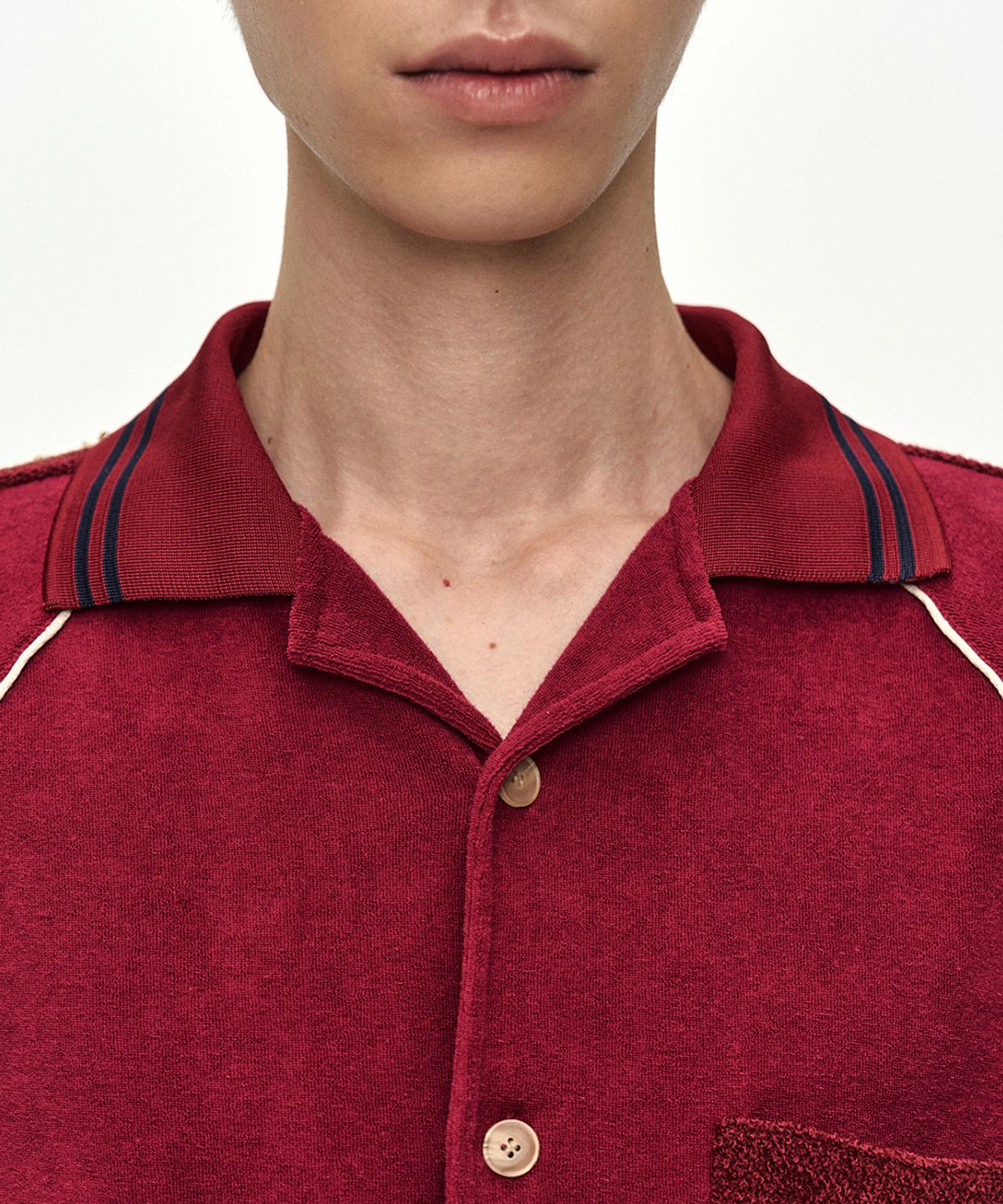 앤더슨벨(ADSB ANDERSSON BELL) LAGOS TERRY OPEN COLLAR SHIRT atb1552m(WINE)