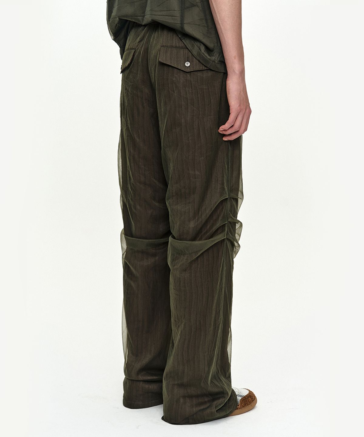 앤더슨벨(ADSB ANDERSSON BELL) OVERLAY PLEATS WIDE-LEG TROUSERS apa908m(KHAKI BROWN)