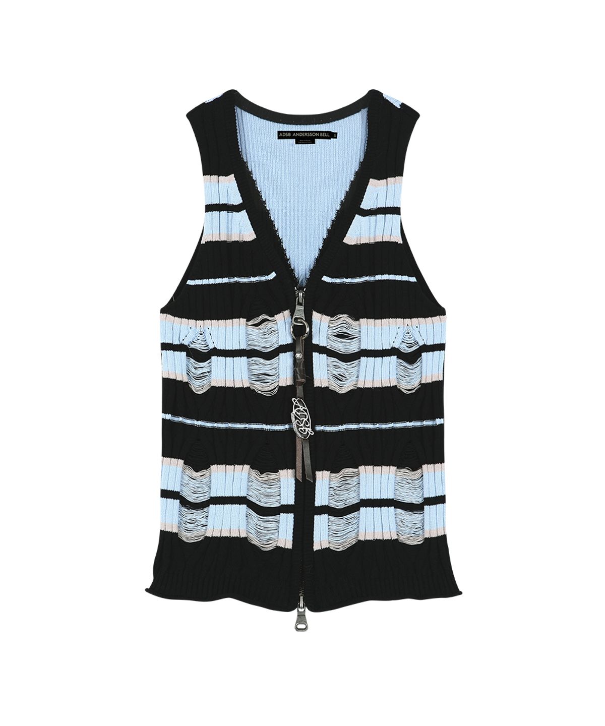 앤더슨벨(ADSB ANDERSSON BELL) STRIPE OPEN KNIT VEST atb1582w(BLUE/BLACK)