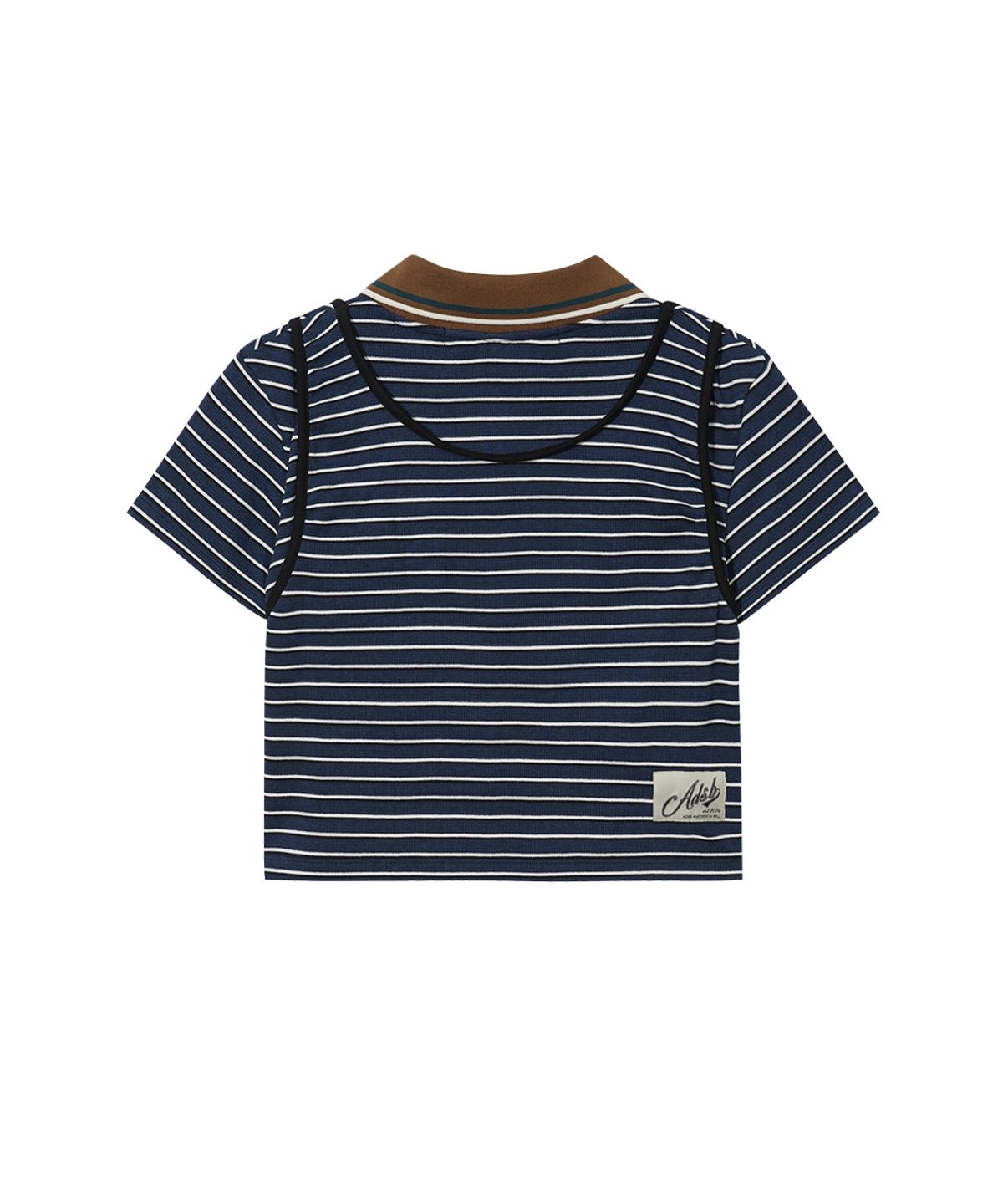 앤더슨벨(ADSB ANDERSSON BELL) SHIRRING BINDING STRIPE COLLAR TOP atb1559w(BLUE)